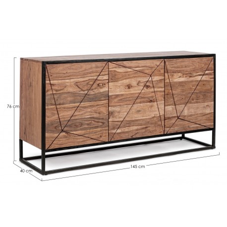 Credenza Egon di Bizzotto. 3 Ante. Legno di Acacia e Acciaio.